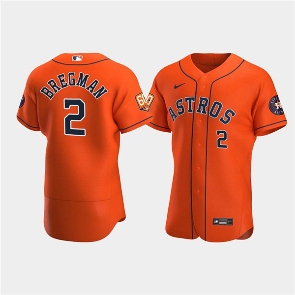 Men's Houston Astros #2 Jose Altuve Orange 60th Anniversary Flex Base Stitched Baseball Jersey Men's Houston Astros #2 Jose Altuve Orange 60th Anniversary Flex Base Stitched Baseball Jersey